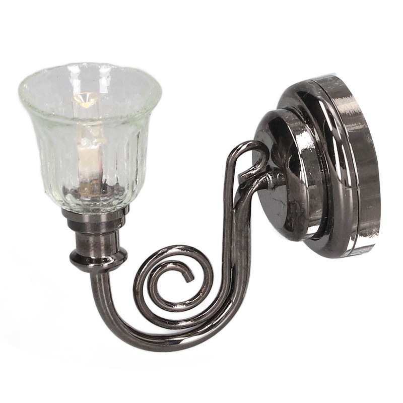 1:12 Dollhouse Wall Lamp LED Warm Lighting Vintage Look Metal