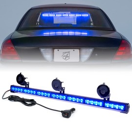 Xprite 31.5 Inch Blue LED Traffic Advisor Strobe Light Bar, 21 Flashing Patterns w/Suction Cup Mount, Windshield Deck Emergency Warning Lightbars for Police Volunteer POV Vehicles Trucks SUV UTV