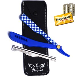 Sharpend Straight Edge Razor for Men – Professional Barber Straight Razor Kit with plastic Handle, Cut Throat Razor for Shaving – Classic Grooming Gift Set 10 Double edge Blades kit