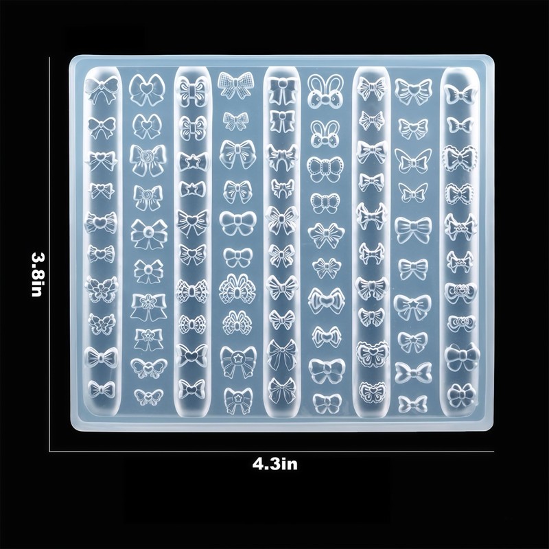3D Nail Molds Bow Nails Charms Design, Silicone Tool Art