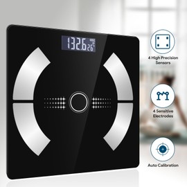 Smart Body Fat Scale Wireless Digital Weight Scale – Measures Body Composition: Body Fat Percentage, Muscle Mass, Water Percentage, and Bone Mass, Bluetooth Bathroom Scale for Home Use