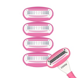 COVIK Mini Razor Replacement Blade for Women Travel Razor for Shaving 5 Blades Ladies Razor Replacement Blades (4 Replacement Blades + Storage Bag)