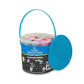 BAZIC Jumbo Sidewalk Chalk (15/Bucket), Assorted Color Chalks, Outdoor Fun Activity Art Coloring for Kid Gift Chalkboard Blackboard, 4-Bucket