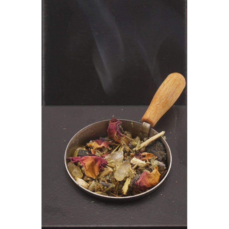 Metal Incense Burner on Wooden Base with Incense Pot -