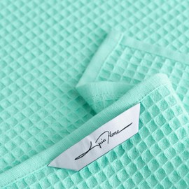 Lycia Home - Kitchen Towels, 100% Turkish Cotton Dish Towels, Waffle Pattern Hand Towels, Premium Dishcloths, Ultra Soft & Absorbent Washcloths (Turquoise, 4pcs 24"x18")