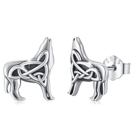 Celtic Wolf Stud Earrings 925 Sterling Silver Celtic Knot Earrings Wolf Earrings Wolf Gifts for Birthday Christmas Daily Wear