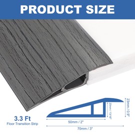 uxcell 3.3ft Floor Transition Strip, Self Adhesive Edging Trim Strip, Floor Divider Strips for Doorway Height Less Than 20mm, Dark Gray