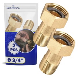 Pack of 2 Water Meter Connection Fittings Thread Diameter 3/4 Inch Polished Brass MONTERAL