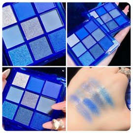Xumann Blue Eyeshadow Palette Glitter Eye Shadow Palettes Matte Eye Shadows Pallets for Women Girl Makeup