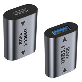 HTGuoji USB C to USB 3.1 Adapter 10Gbps, Type C Female to USB A Female Connector, 3.1 Gen2 Converter, Double Sided Transfer (2pcs)