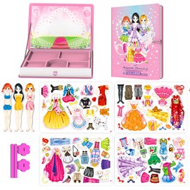 Daniel Axel Magnetic Dress Up Paper Doll Pretend Play,Dollhouse Magnet Travel Toys Car Activities Road Trip,Clothes Puzzles Game,3+yr Girls Toddler Preschool Learning Created Imagine Birthday Gift