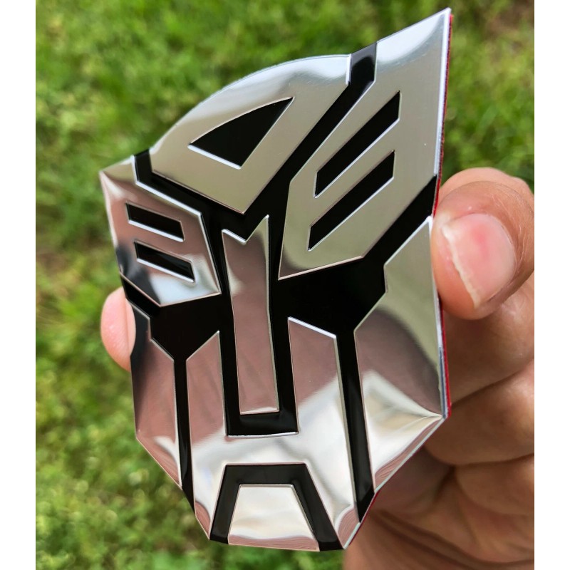 (2 PACK) ALUMINUM Transformers Autobots Optimus Prime Car Sticker Decal