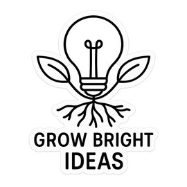 Light Bulb with Roots and Leaves Minimal Line Art Sticker (2.5" x 3")