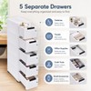 5-Drawer Narrow Storage Cabinet with Wheels, Slim Plastic Storage Drawers