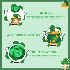 St. Patrick's Day Hanging Swirl Banner, 9 Pcs Happy St. Patrick's Day Party Decorations Set - Happy St. Patrick's Day Hanging Swirls & St Patricks Day Banner for St Patricks Day Decorations Party