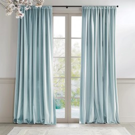 Lazzzy Baby Blue Velvet Curtains Blackout Thermal Insulated Curtains 90 Inch Long Window Drapes for Bedroom Living Room Super Soft Luxury Rod Pocket Window Treatment, 2 Panels