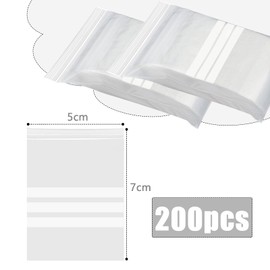 Pack of 200 Baggys Bags with Labels 5 x 7 cm Ziplock Bags Zip Bags Clear Plastic Bags Resealable Sealing Bags for Coffee Nuts Food Prey Spices