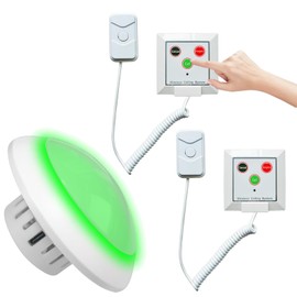 KOQICALL Disabled Person Toilet Alarm Bathroom 2 Emergency Call Buttons 1 Receiver Alert Patient Help System for Elderly/Patient/Disabled/Nursing Home(K-4L+W3-H 1+2)