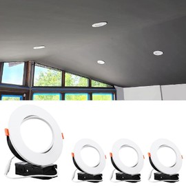 TORCHSTAR 6 Inch Gimbal LED Recessed Lighting with Junction Box, 13.5W IC Rated Air Tight Directional Swivel Downlight, CRI90+ Dimmable Canless LED Recessed Light, 5000K, ETL, Pack of 4