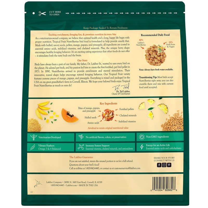 LAFEBER'S Tropical Fruit Nutri-Berries Pet Bird Food, Made with Non-GMO