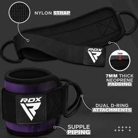 RDX Ankle Straps for Cable Machines Resistance Bands Attachment,7mm Neoprene Padded 10”x4”,Wrist Cuff Women Men Home Fitness, Weight Lifting D-Ring Booty Leg Workout Curls Kickbacks