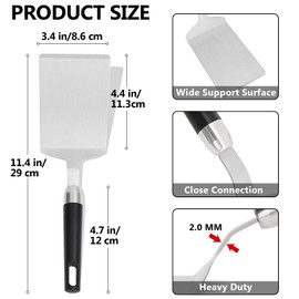Svailse Metal Spatula for Cast Iron Skillets, Heavy Duty Stainless Steel Turner with Heat Resistant Handle, BBQ Utensils for Griddle, Flat Top Grills, Smash Burger, Flipping Fish & Eggs
