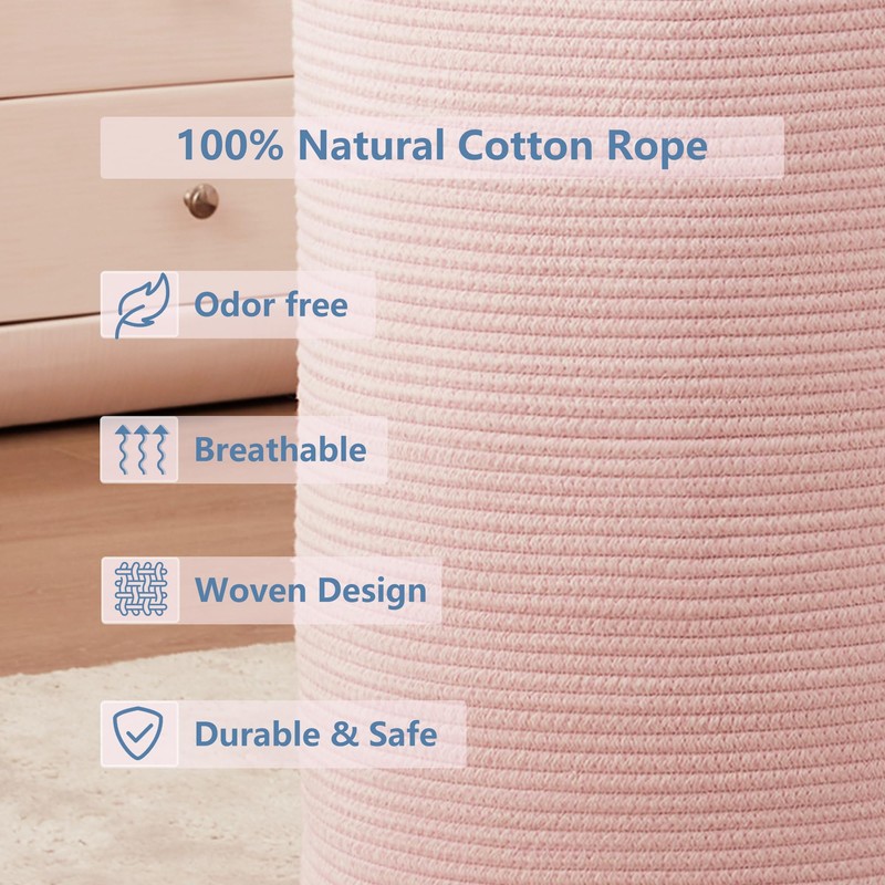 MOJOSCEND 15Dx20H inches Large Pink Hamper Laundry Basket for Baby