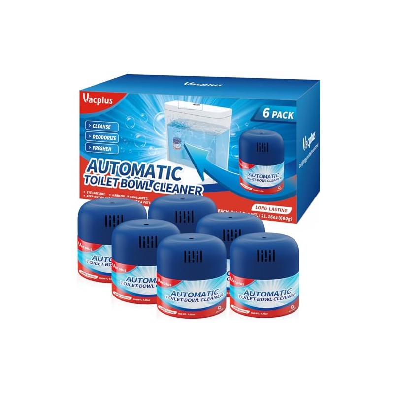 Vacplus Automatic Toilet Bowl Cleaner - 6 Pack, Long-Lasting &
