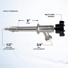 Midline Valve 8428P Sillcock Pipe Chrome Plated Brass Body Frost 1/2 inch PEX Connection and 3/4 inch Hose Bib, 8