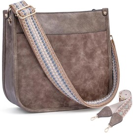 HKCLUF 4045 Women's Fashionable Crossbody Bags For Women Designer Leather Hobo Handbags Women Shoulder Bucket Bags With 2count Adjustable Guitar Strap Perfect:_Contrast mushroom
