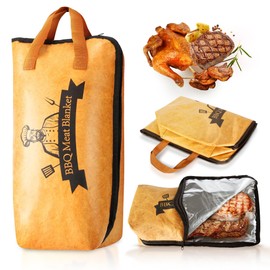 BBQ Blanket for Resting Meat, Reusable Insulated Meat Resting Bag with Wide Mouth for Large Briskets, Beef, Pork Shoulders, Turkeys, Perfect for Grilling, Smoking, Camping, and Outdoor BBQ (21in)