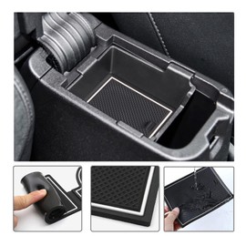LFOTPP For Fiesta MK8 Car Non-Slip Rubber Mats (For Right Hand Drive), Car Door Slot Mat, Cup Holder Mat Armrest Center Consoles Interior Decoration 14pcs (White)