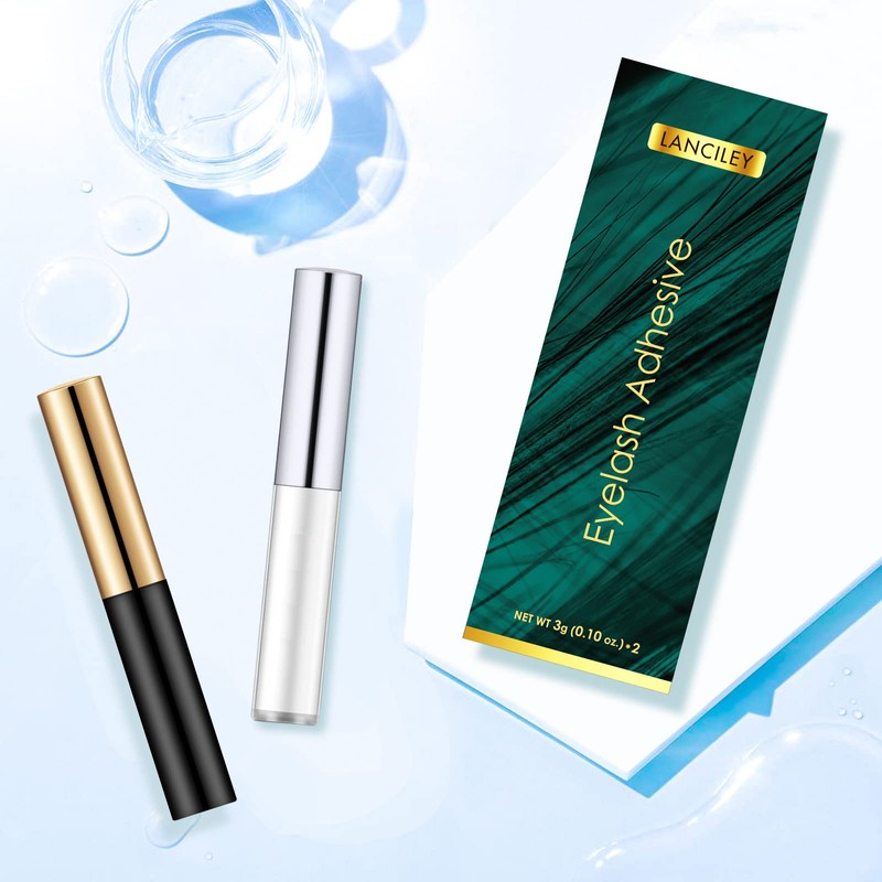Lanciley Eyelash Glue Clear & Black 3g*2 0.1oz Strong Hold