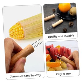 Mipcase 3sets Stainless Steel Barbecue Forks with Handle Versatile BBQ Tools for Meat Corn Vegetables for Home Camping Outdoor Cooking 2pcs*3