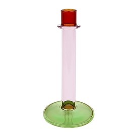 Novelty Tall Glass Candlestick Holder | Contemporary Christmas Table Decorations | Ideal Xmas Gift | Use as Home Décor, Stocking Filler, Secret Santa | | Size: Size: 19cm -Orange - Pink -Green