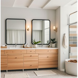 OBESTIK 18x24 Black Rectangle Bathroom Mirrors for Over Sink, Bathroom Vanity Mirror for Wall, Black Metal Frame Rectangular Mirror for Restroom Powder Room Toilet, Shatterproof, Tempered Glass