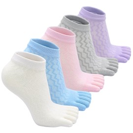 Hellomamma Kids Five Toe Socks Boys Girls Five Finger Sox Running Ankle Cotton Sock (5 Pairs)