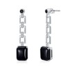 Earrings Onyx Black 925 Sterling Silver Chain Links Dangle Drop
