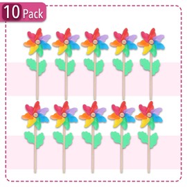 Mr. Pen Mr. Pen Rainbow Flower Pinwheels - 10 Pack, Wind Spinners for Yard & Garden, Kids' Party Favors