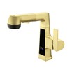 Qeemee LED Bathroom Faucet with Pull Out Sprayer, Grey Temperature
