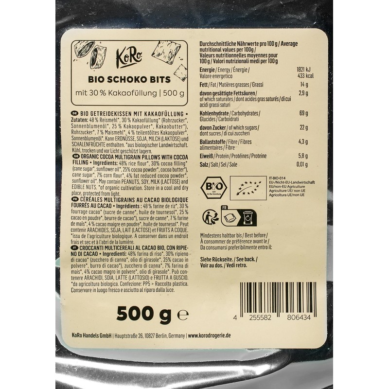 KoRo - Bio Schoko Bits mit 30 % Kakaofüllung 500