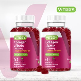Viteey Collagen Gummies with Biotin Gummies for Hair Skin and Nails Vitamins - Biotin and Collagen Supplements for Women & Men - Vegan, Gluten-Free – 120 Count