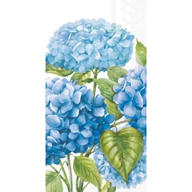 Ideal Home Range 16-Count 3-Ply Paper Guest Towel Napkins, Blue Sea of Pink Blossoms, 8.5 x 4.5 inches