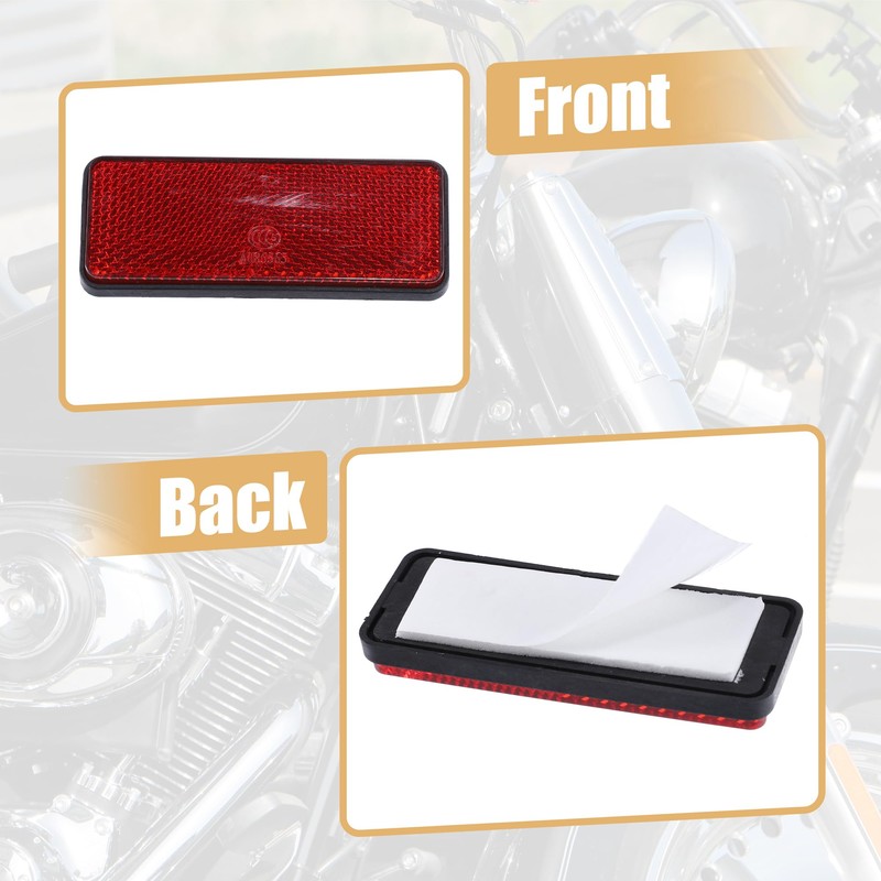 X AUTOHAUX 2 Pcs 87.5mm Red Universal Rectangular Reflective Warning