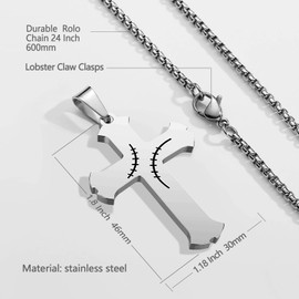 HOFOYA Sports Athletes Baseball Necklace,Christian Religious Cross Pendant with Inspiring Bible Quote from Phil 4:13 baseball Pendants Jewelry,Baseball coach or teammate gifts,Valentines Birthday Graduation Gift for men women boys girls.