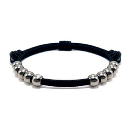 LAMIBEE Golf Stainless Steel 10 Beads Score Counter Bracelet, 2mm Paracord Durable Thread Resizable Easy to Adjust Round Scoring Tracker, Golf Accessory (8mm Black)