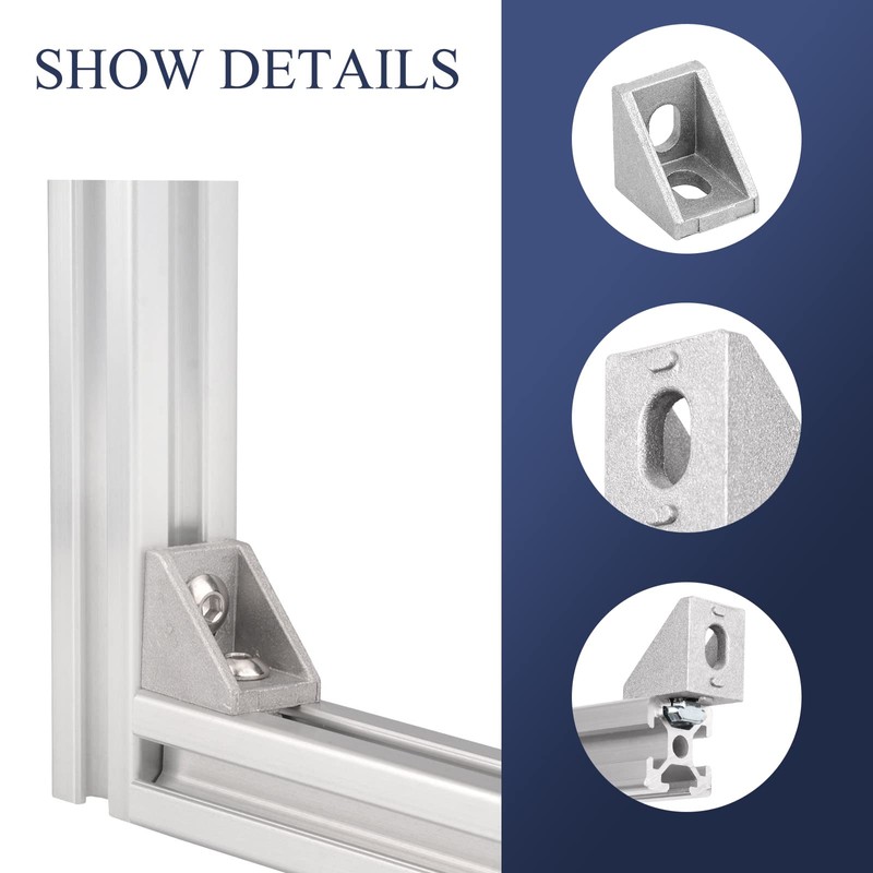 2020 Aluminum Profile Connector Set,20pcs Corner Bracket+40pcs 20 Series M5