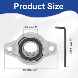 sourcing map Pillow Block Bearing 1" (25mm) Bore Zinc Alloy Steel Mounted Flange Pillow Block Self-Alignment Insert Bearings Housing for Machinery Power Agriculture Pack of 2
