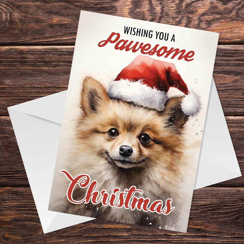 RED OCEAN Dog Christmas Card with Envelope Pawesome Greeting Card