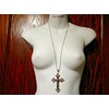 Large Gothic Cross Necklace silver-tone pendant on 24" steel chain